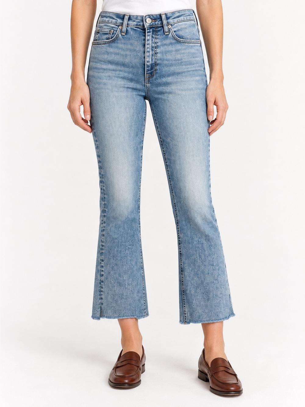 rag & bone Nina High-Rise Ankle Flare Jeans Pearl Wash Size 28